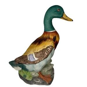 Vintage Ceramic Mallard Duck Figurine  10.5 x 6" (A13)